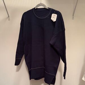 Navy Blue Women's Tunic Top and Bottom